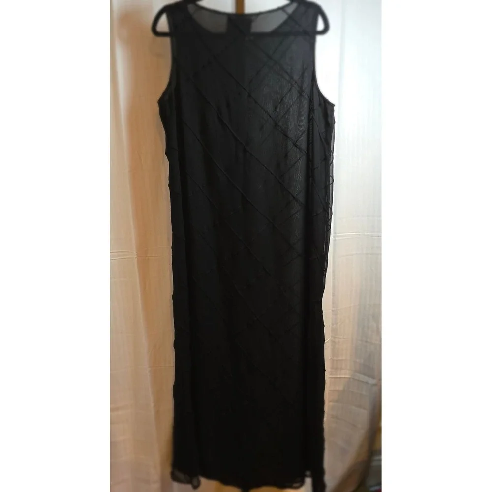Vintage Diane Gilman Collection L Black‎ 100% semi Sheer Silk Maxi Dress Rare